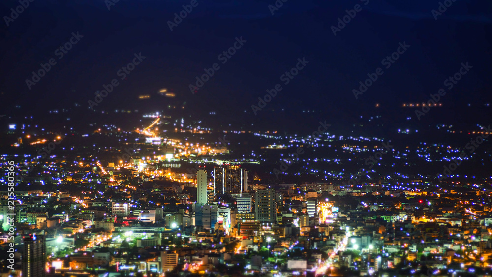 Top view city at night