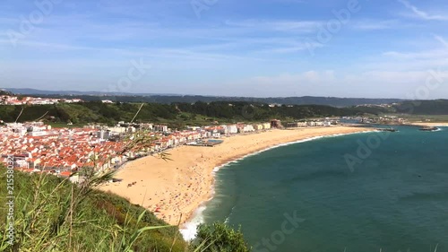 Nazare, Portugal coastline from a cliff. photo