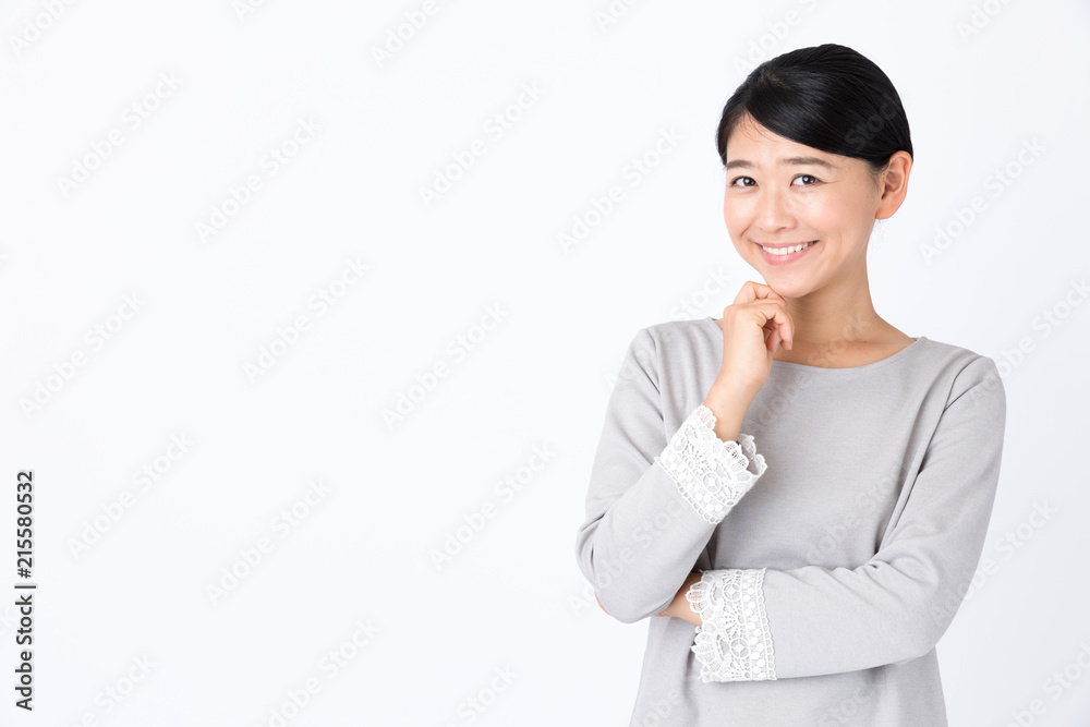 portrait of young asian woman on white background portrait of young asian woman on white background