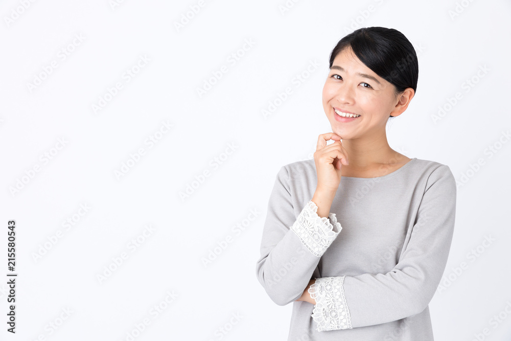 portrait of young asian woman on white background portrait of young asian woman on white background