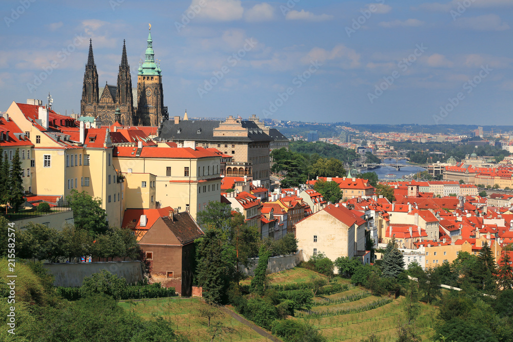 Panoramic view of St. Vitus Cathedral in Prague, Czech Republic
