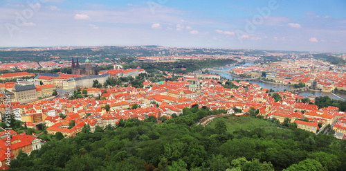 Panoramic aerial view of landmarks in Prague, Czech Republic photo