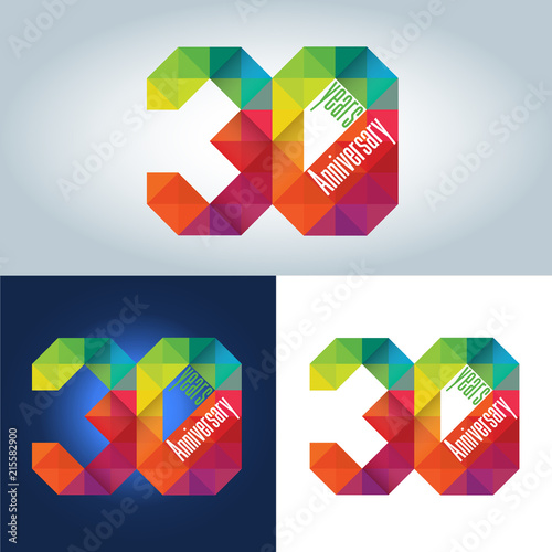 30th Anniversary colourful geometric triangular icon