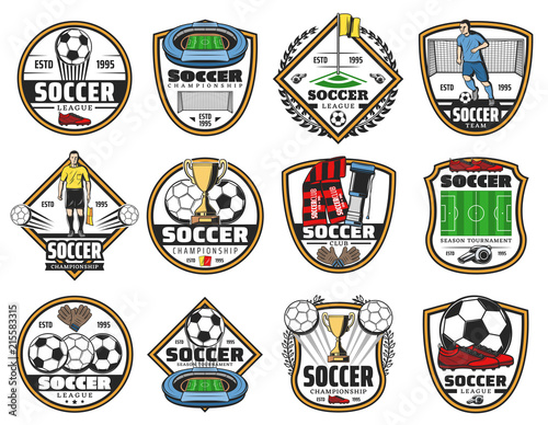 Soccer or football sport game championship label