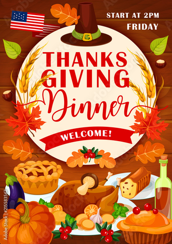 Thanksgiving Day holiday festive dinner invitation