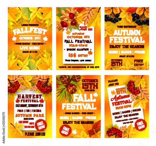 Autumn harvest festival poster template set design