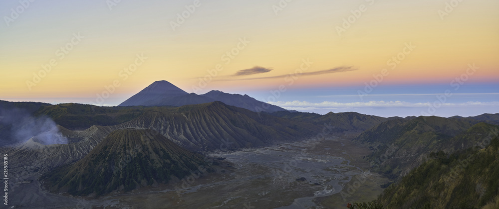 Mount Bromo sunrise panorama Indonesia 