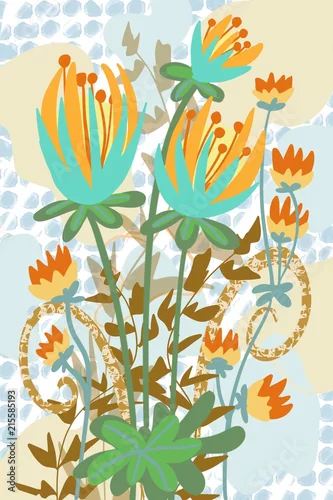 Obraz Falt floral decorative artistic flowers in garden type design with abstract background