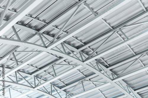 arched metal sheet roof with steel truss structure