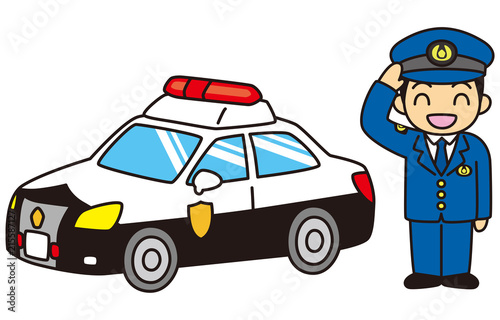 パトカーと警察官