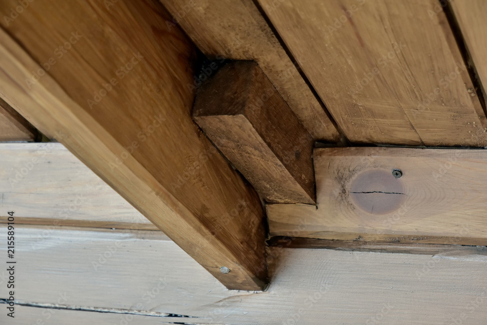 Interior view of a wooden roof structure Interior view of a wooden roof structure