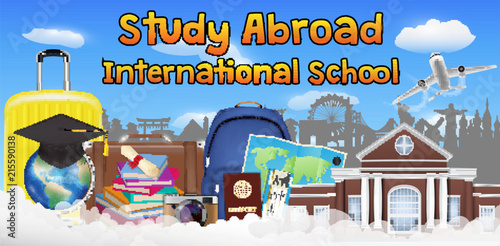study abroad international school banner poster