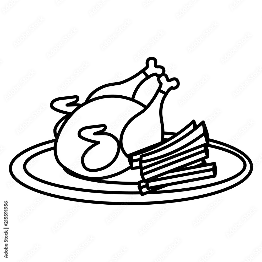 delicious chicken meat with french fries delicious chicken meat with french fries