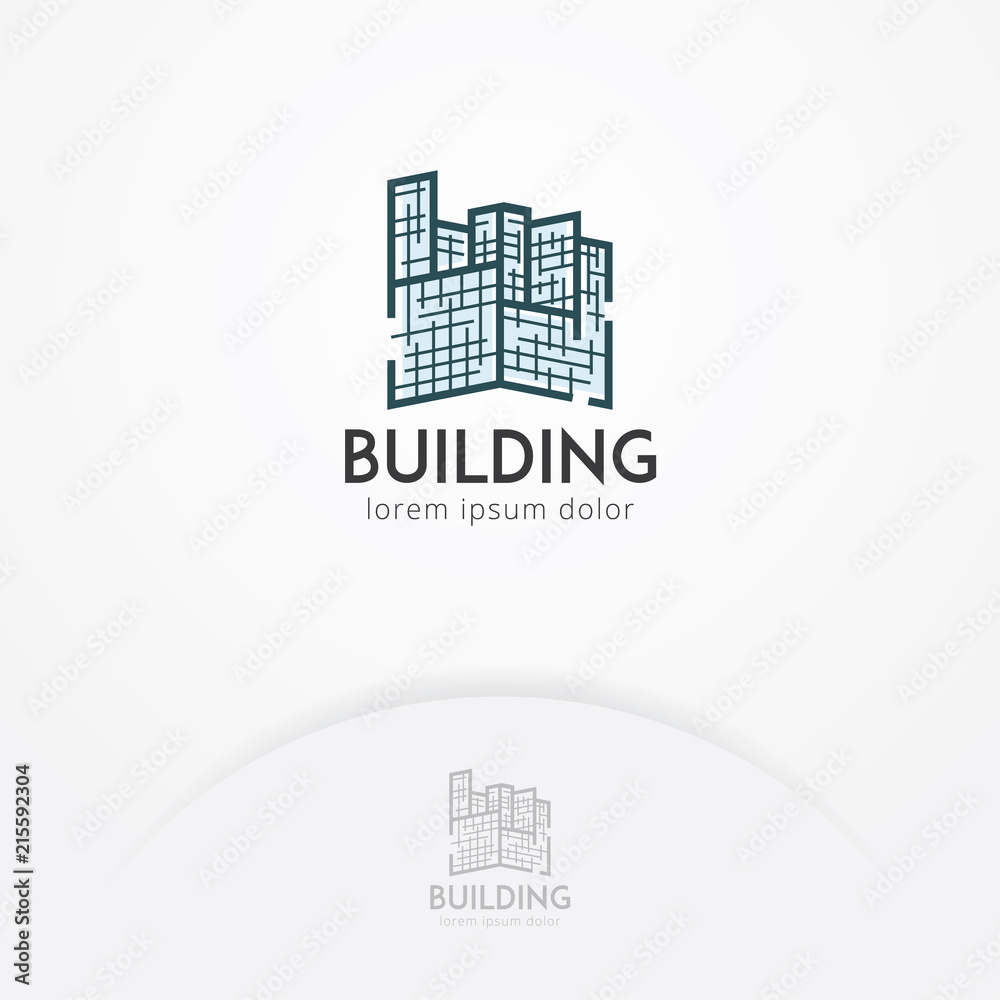Building logo, Abstract vector of buildings and architects with a flat style. Construction and Residential logo template