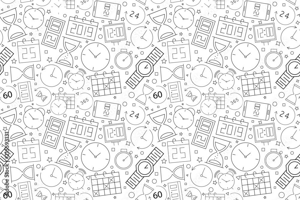 Vector Time pattern. Time seamless background Vector Time pattern. Time seamless background