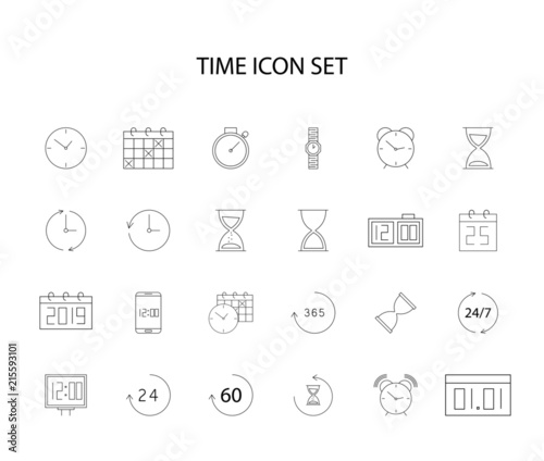 Line icons set. Time pack. Vector illustration