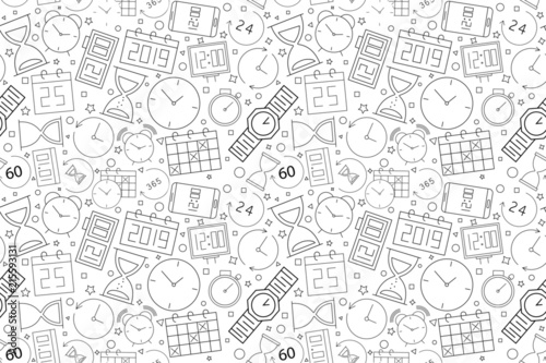 Vector Time pattern. Time seamless background