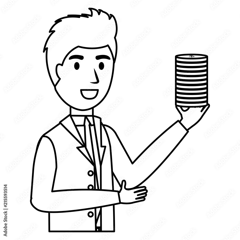 businessman with coins character businessman with coins character