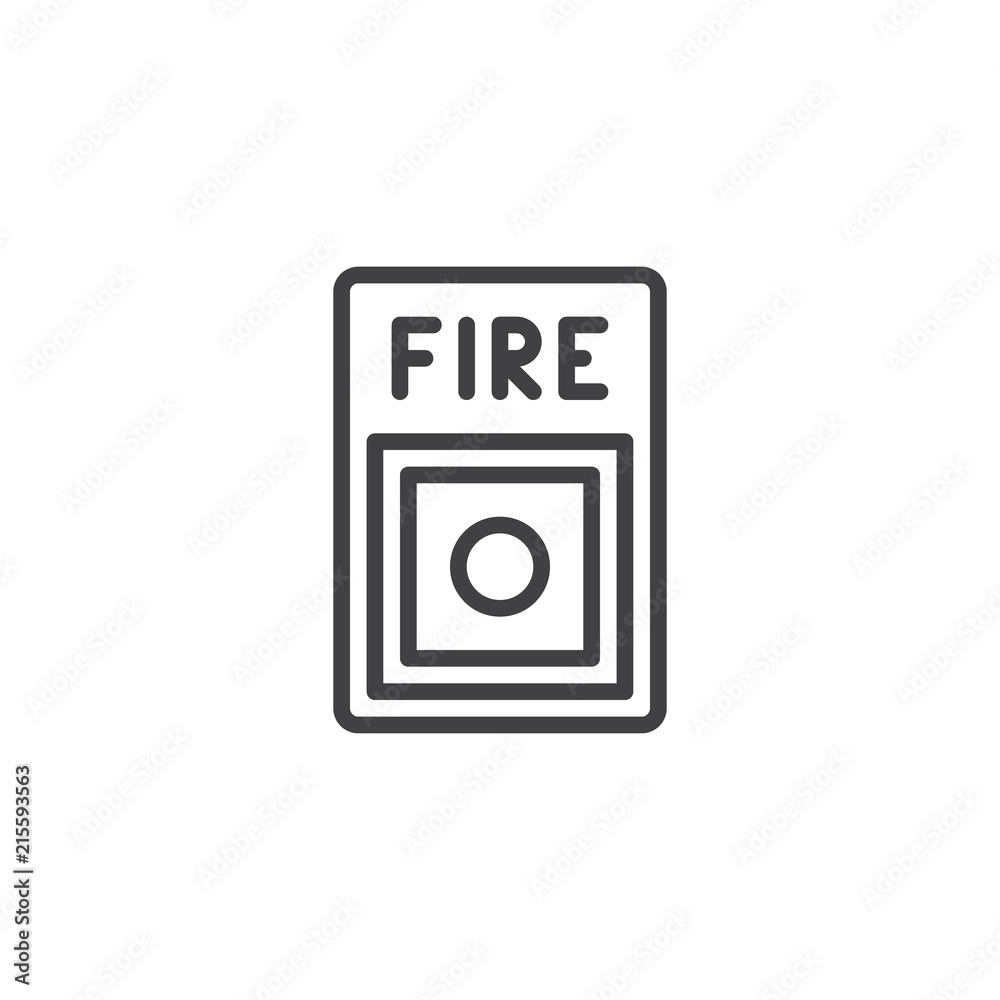 Fire button outline icon. linear style sign for mobile concept and web design. Fire alarm button simple line vector icon. Symbol, logo illustration. Pixel perfect vector graphics Fire button outline icon. linear style sign for mobile concept and web design. Fire alarm button simple line vector icon. Symbol, logo illustration. Pixel perfect vector graphics