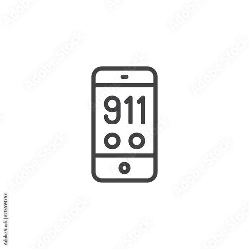 911 emergency call outline icon. linear style sign for mobile concept and web design. 911 call mobile phone simple line vector icon. Symbol, logo illustration. Pixel perfect vector graphics