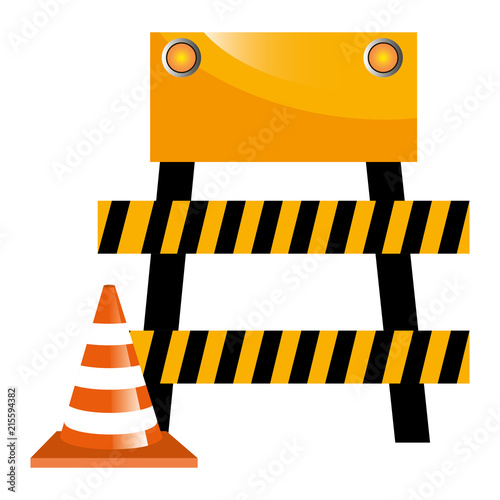 construction barricade fence with cone