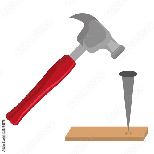 hammering nail in wood