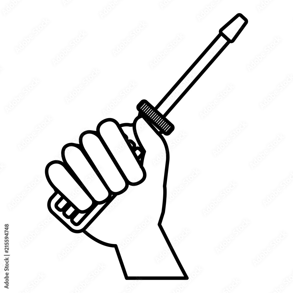 hand with screwdriver tool hand with screwdriver tool
