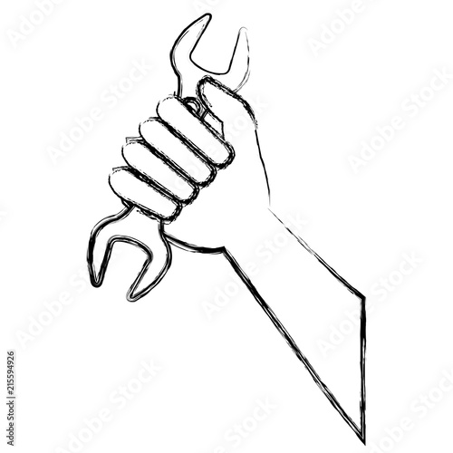hand with wrench tool