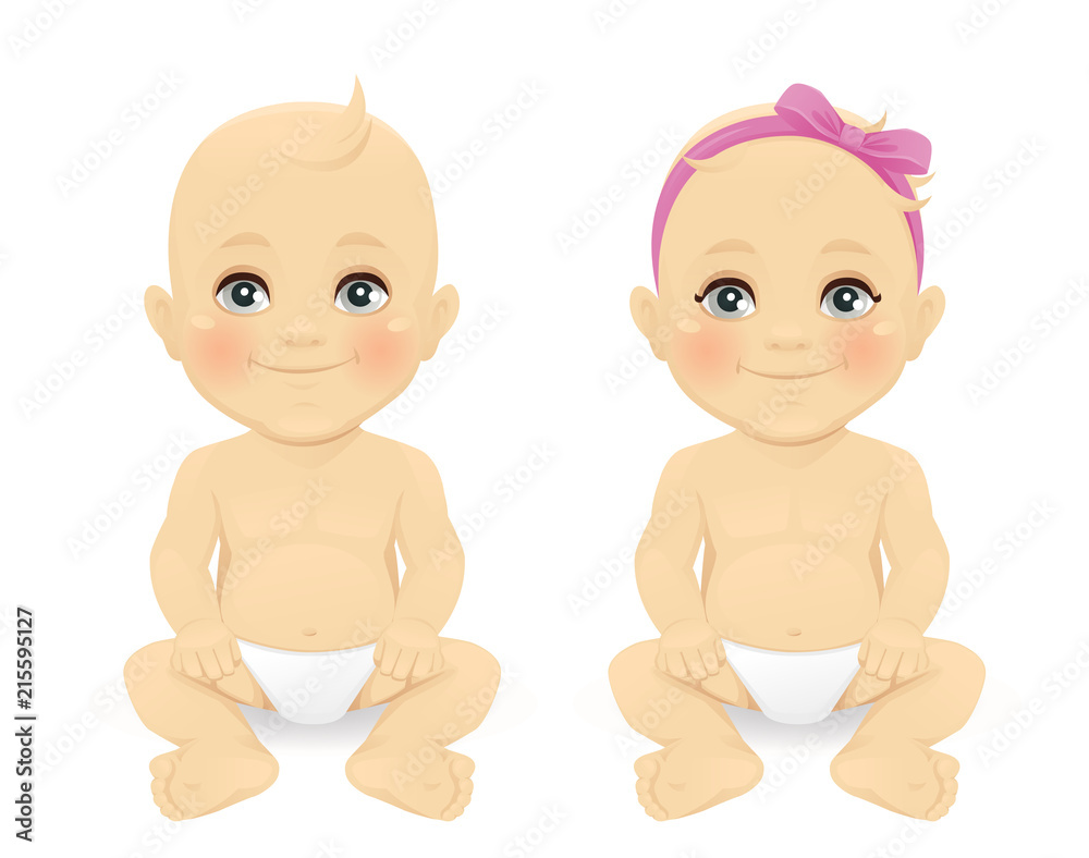 Baby boy and girl isolated vector illustration Baby boy and girl isolated vector illustration