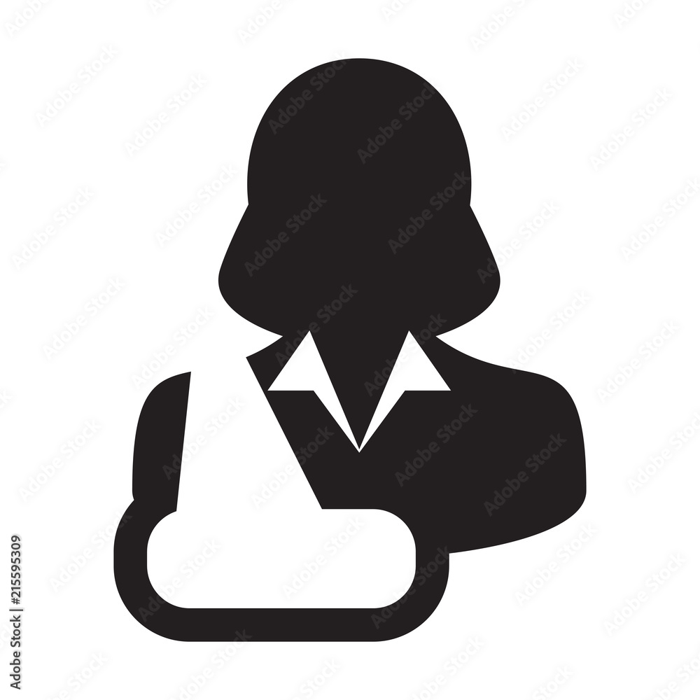 Medical icon vector of female person profile avatar symbol for injury treatment for patient in flat color glyph pictogram illustration Medical icon vector of female person profile avatar symbol for injury treatment for patient in flat color glyph pictogram illustration