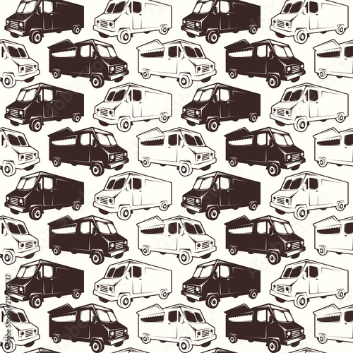 Seamless pattern of fast food car delivery