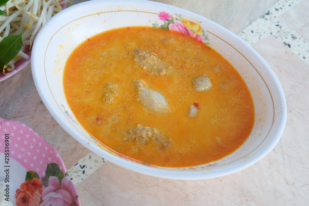 Thai rice vermicelli served with curry Thai rice vermicelli served with curry