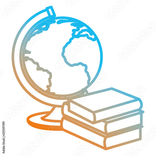 world planet with text books