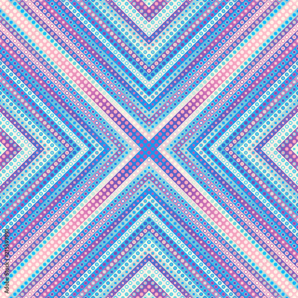 Geometric abstract symmetric pattern in low poly pixel art style. Seamless low poly background. Vector image.