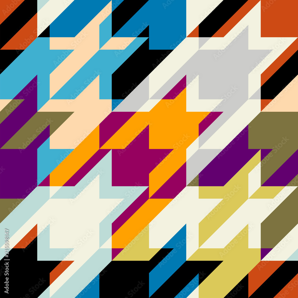 Seamless geometric pattern. Classic Hounds-tooth pattern in a patchwork collage style. Vector image. Seamless geometric pattern. Classic Hounds-tooth pattern in a patchwork collage style. Vector image.