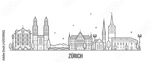 Zurich skyline Switzerland city buildings vector