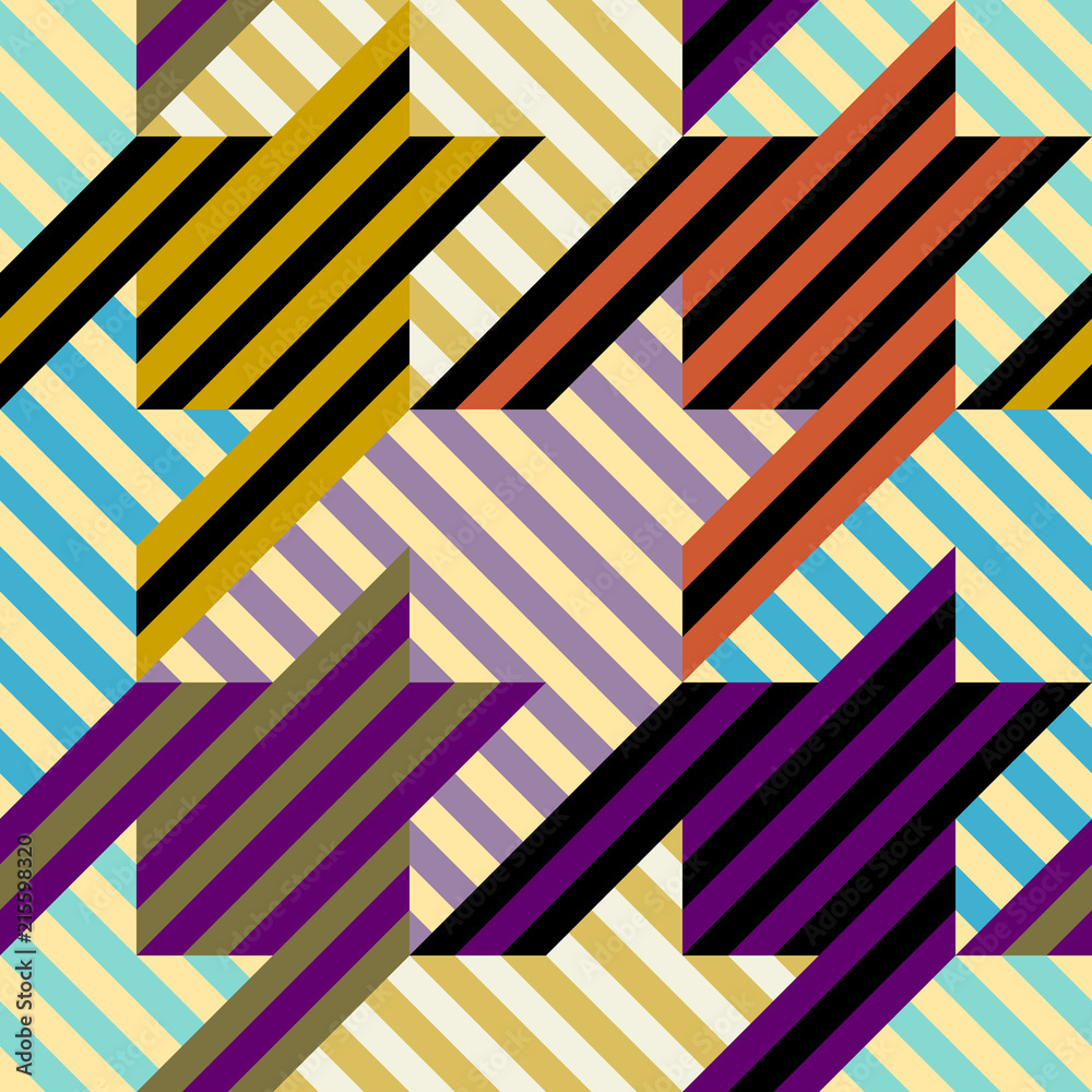 Seamless geometric pattern. Classic Hounds-tooth pattern in a patchwork collage style. Vector image.