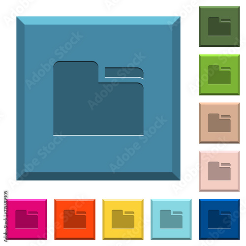 Tab folder engraved icons on edged square buttons