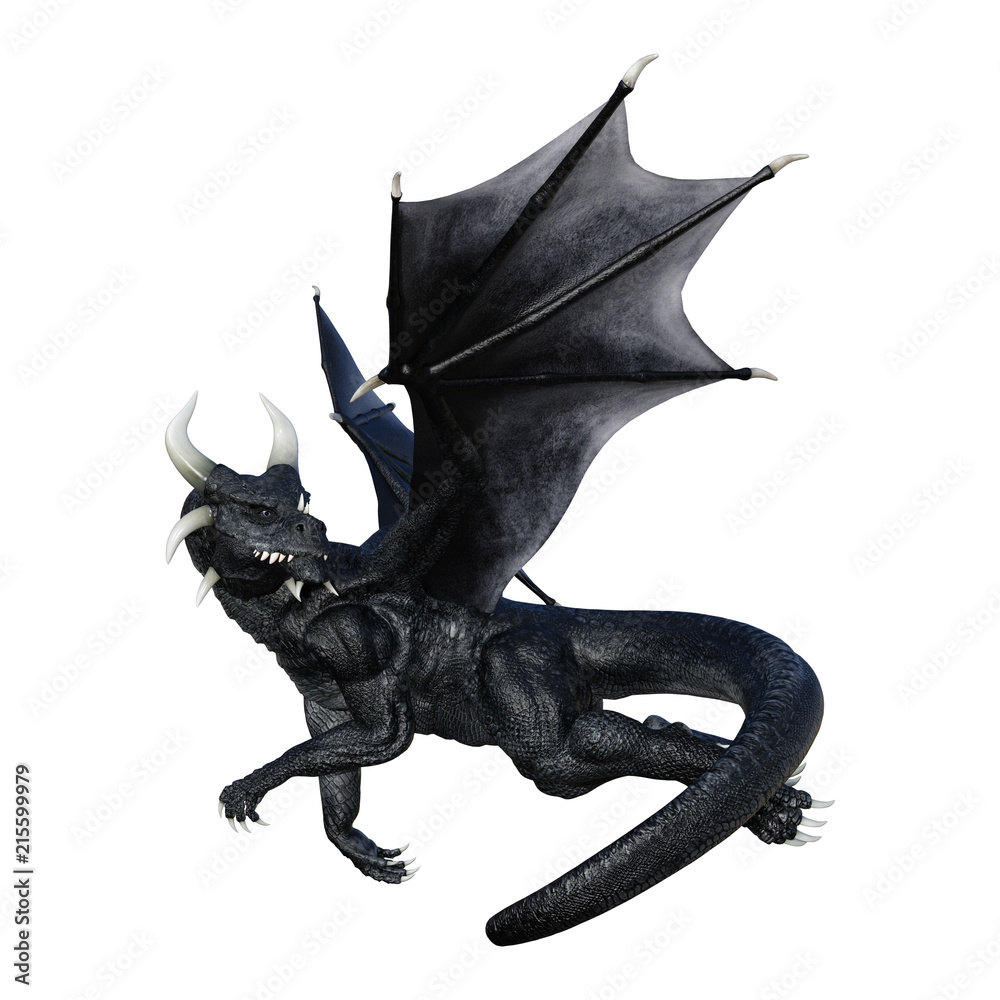 3D Rendering Fantasy Dragon on White