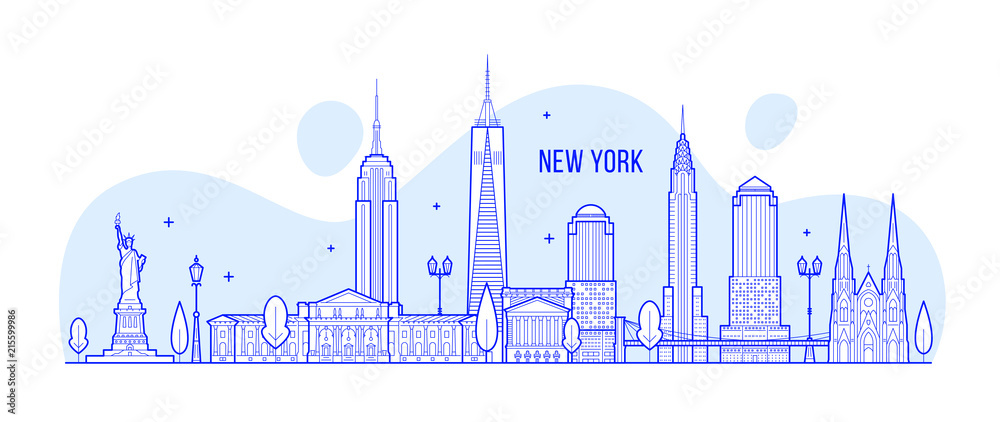 New York skyline USA vector city buildings vector