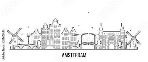 Amsterdam skyline Netherlands vector city building