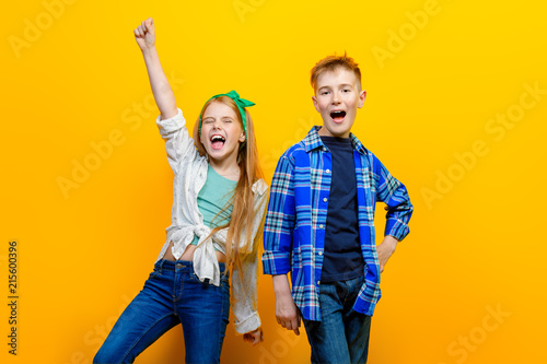cheerful couple of children