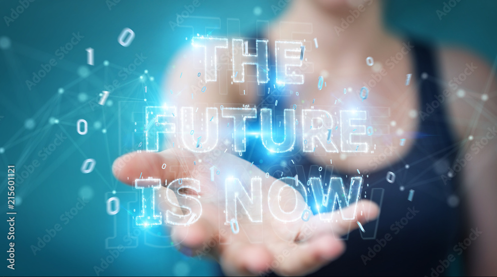 Businesswoman using future text interface 3D rendering Businesswoman using future text interface 3D rendering