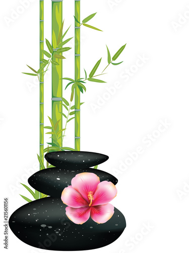 Black pebble with flower