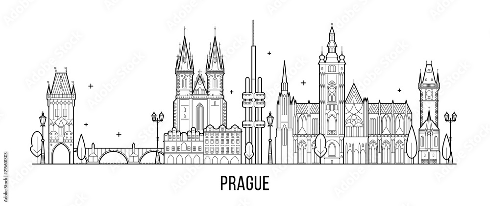 Prague skyline Czech Republic city building vector
