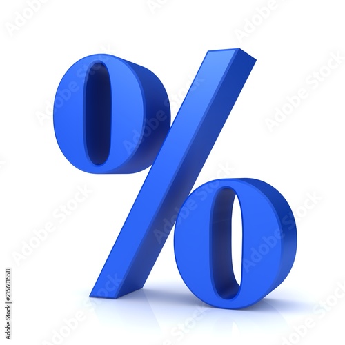 interest rate 3d blue percent percentage sign isolated