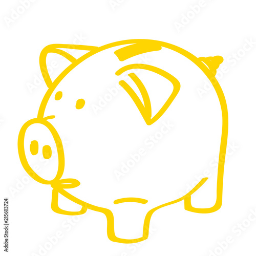 Handgezeichnetes Sparschwein in gelb