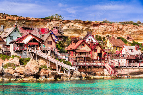 Obraz na płótnie Malta, Il-Mellieha - Popeye village w salonie