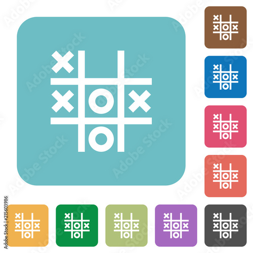 Tic tac toe game rounded square flat icons