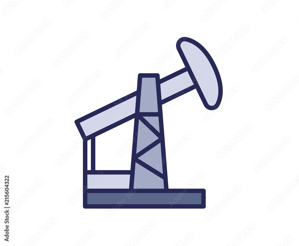 Oil jack pump icon. Line colored vector illustration. Isolated on white background.
